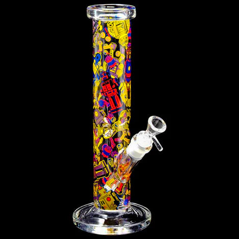 Red Eye Glass 12" Tall Robot Straight Tube Bong