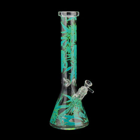 Red Eye Glass 15" Tall Leaf Beaker Tube Bong