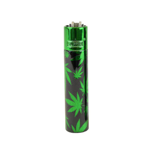 Clipper Metal Lighters - Green Leaves