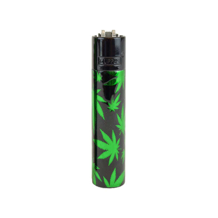 Clipper Metal Lighters - Green Leaves