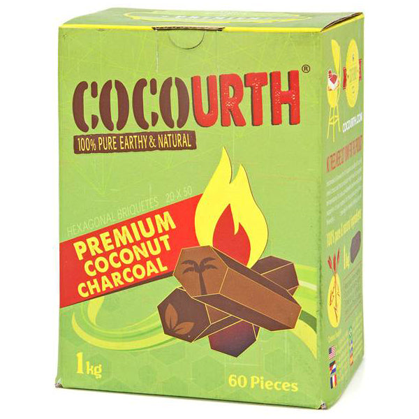 CocoUrth Organic Coconut Charcoal - 60 Pieces - Hexagonal Briquets