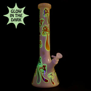 Red Eye Glass 15" Glow in the Dark Mushroom Magic Water Pipe