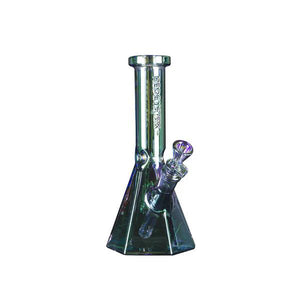 Red Eye Tek™ 10" Metallic Terminator Finish Hex Base Beaker Tube with Hexagonal Base & Embossed Logo