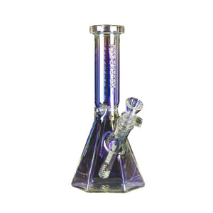 Red Eye Tek™ 10" Metallic Terminator Finish Hex Base Beaker Tube with Hexagonal Base & Embossed Logo
