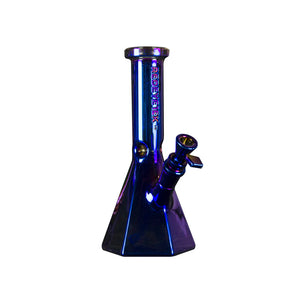 Red Eye Tek™ 10" Metallic Terminator Finish Hex Base Beaker Tube with Hexagonal Base & Embossed Logo