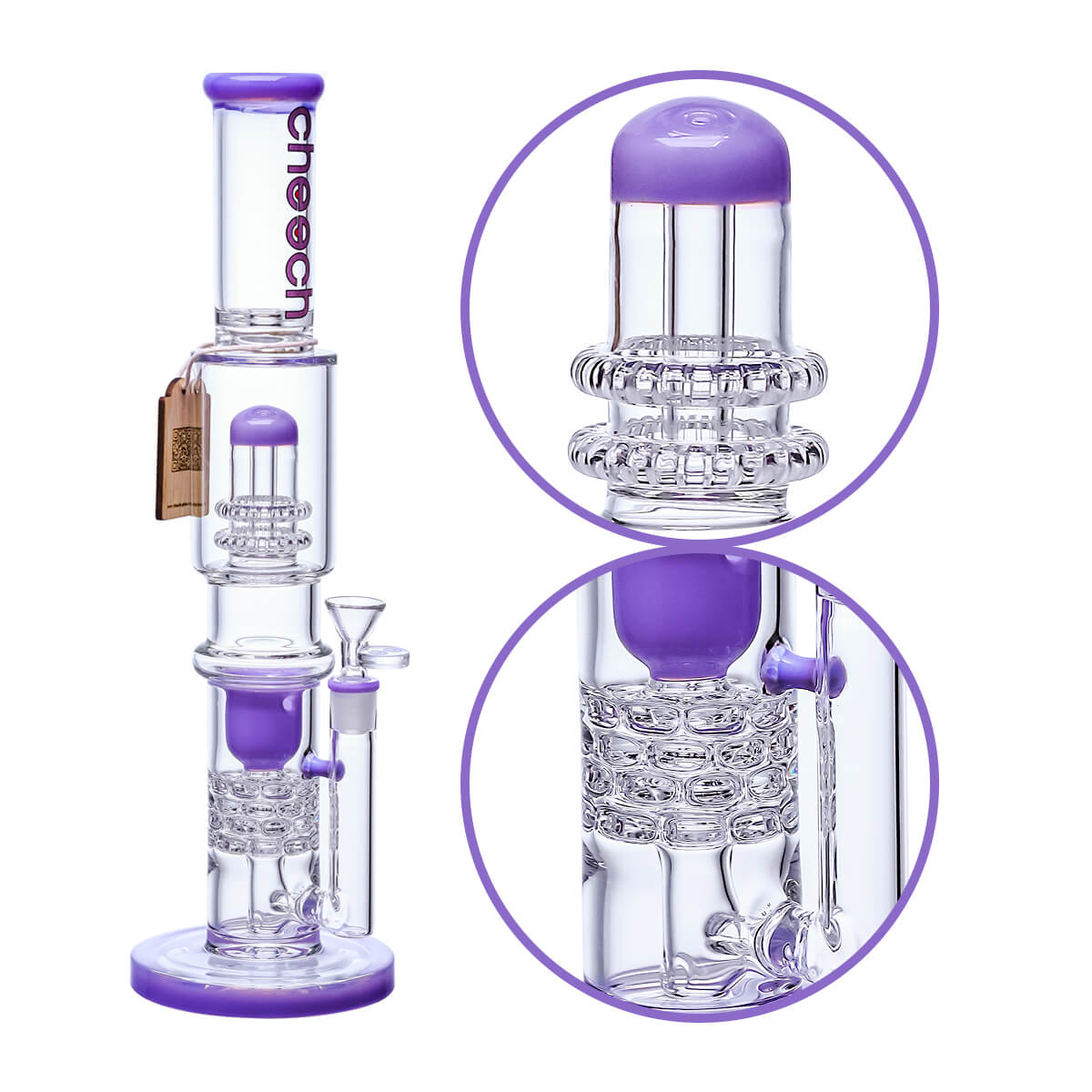 3 Colors Showerhead Glass Recycler Water Pipe for Smoking 15”