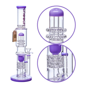 3 Colors Showerhead Glass Recycler Water Pipe for Smoking 15”