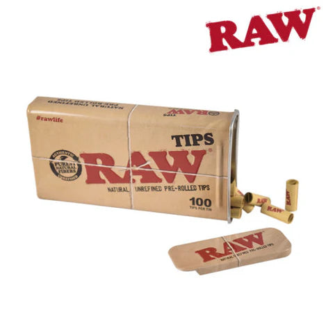 RAW Tips in Tin Pre-Rolled Unbleached