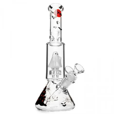 Red Eye Glass 12" Ghost Dual Chamber Water Pipe