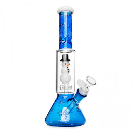 Red Eye Glass 12" Snowman Dual Chamber Water Pipe