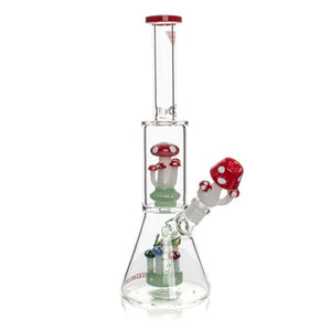 Red Eye Glass 12" Amanita Mushroom Dual Chamber Water Pipe