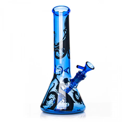 Red Eye Glass 12" Octopus Beaker Base Water Pipe