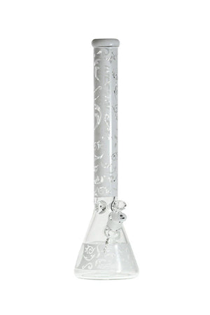 Nice Glass 19" 9mm Beaker w/ Floral Design