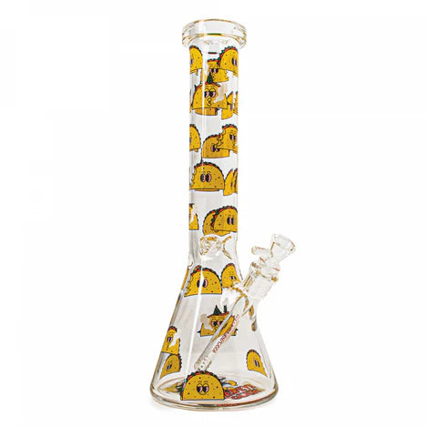 Red Eye Glass 15" Taco Tuesday Beaker Tube Waterpipe